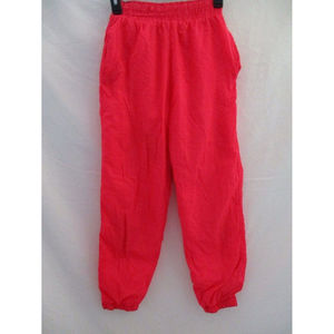London Fog Pants Neon Pink 14 Large Elastic Lined Windbreaker Bottom Vintage Vtg